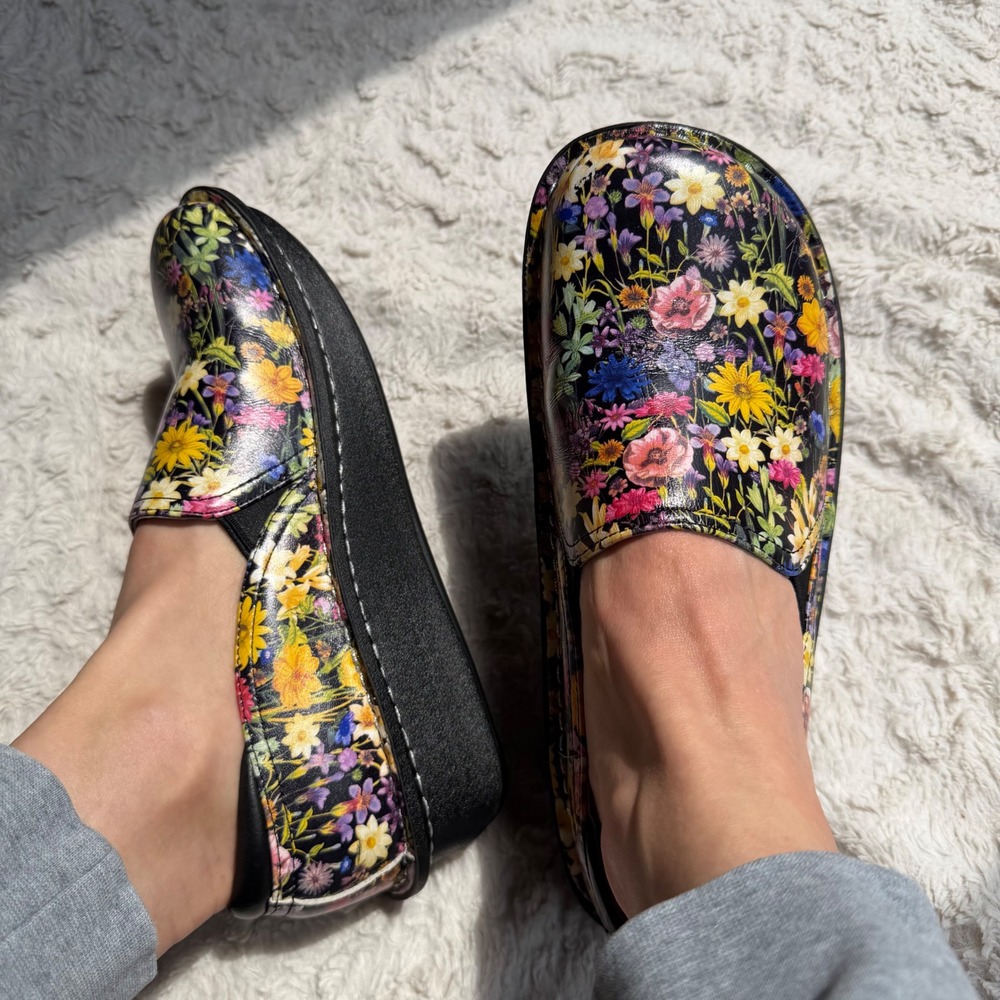 Alegria Debra Floral Leather Professional Nursing Clogs Shoes DEB-420 EU 39 - Picture 11 of 12